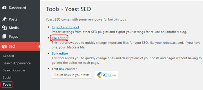 tạo file robots.txt bằng yoast seo